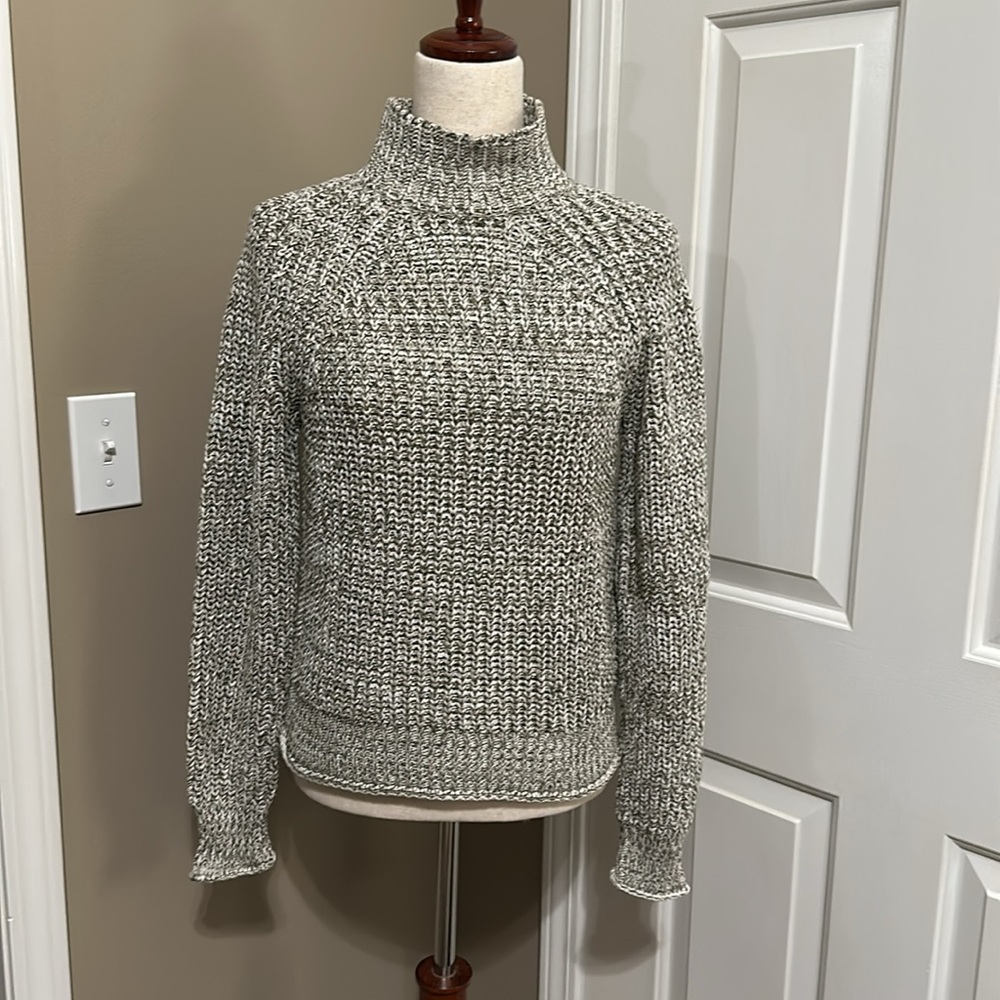 Madewell Marled Cotton Mockneck Sweater in Marled Ivy Combo - Picture 2 of 6